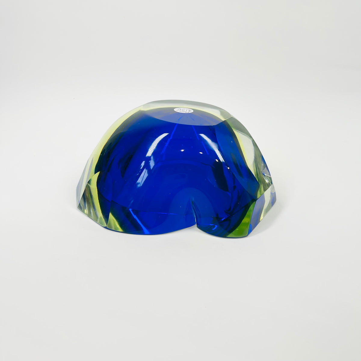 1940s BLUE GREEN COBALT BLUE SOMMERSO URANIUM GLASS GEODE BOWL
