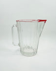 1960s FRENCH LUMINARC GLASS RED RIM JUG & GLASSES