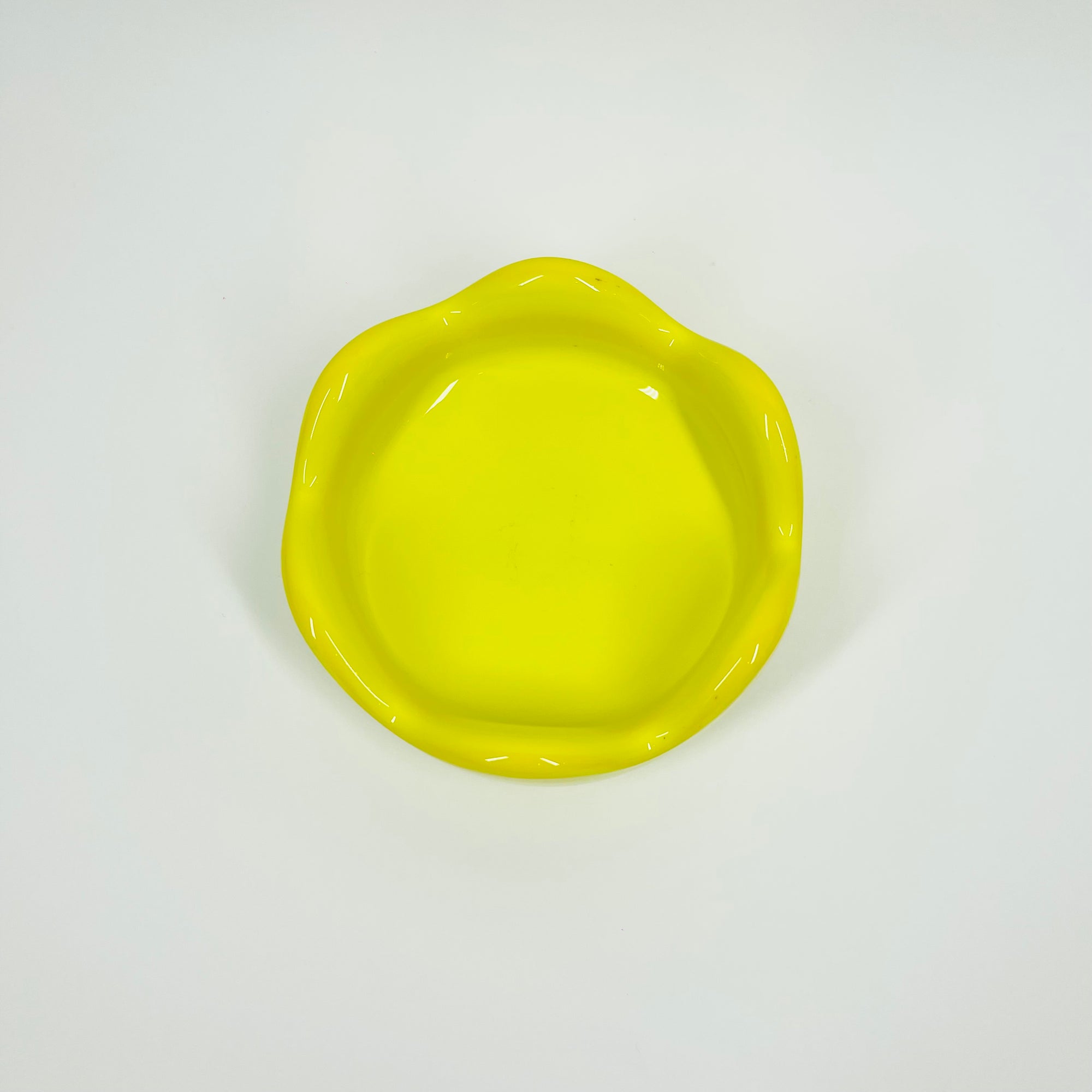 1960s SWEDISH YELLOW LEMON CASED GLASS BOWL BY INGEBORG LUNDIN FOR ORREFORS