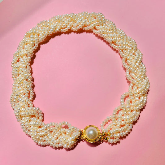 BRAIDED SEED PEARL NECKLACE