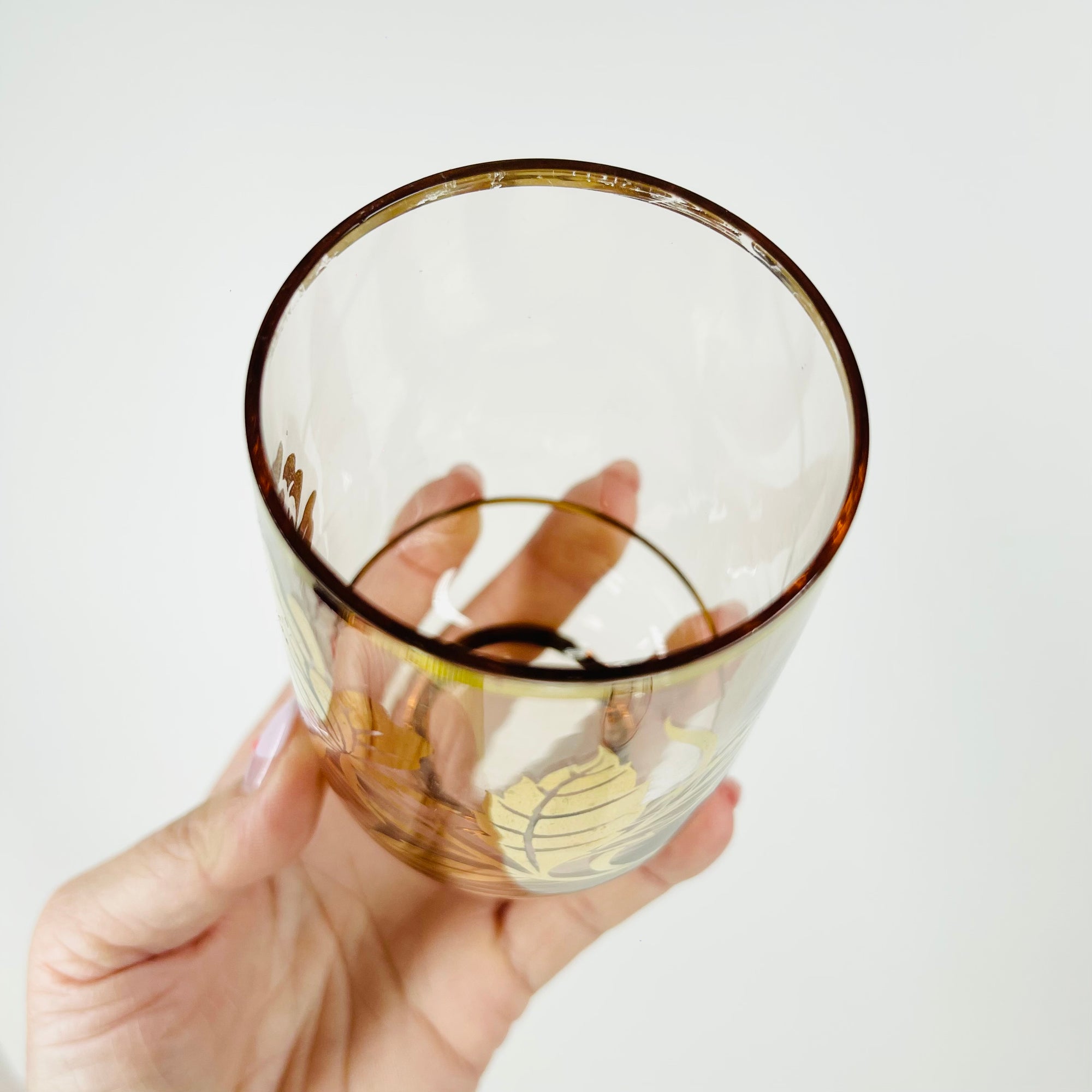 1950s PINK GOLD GILDED GLASS TUMBLERS