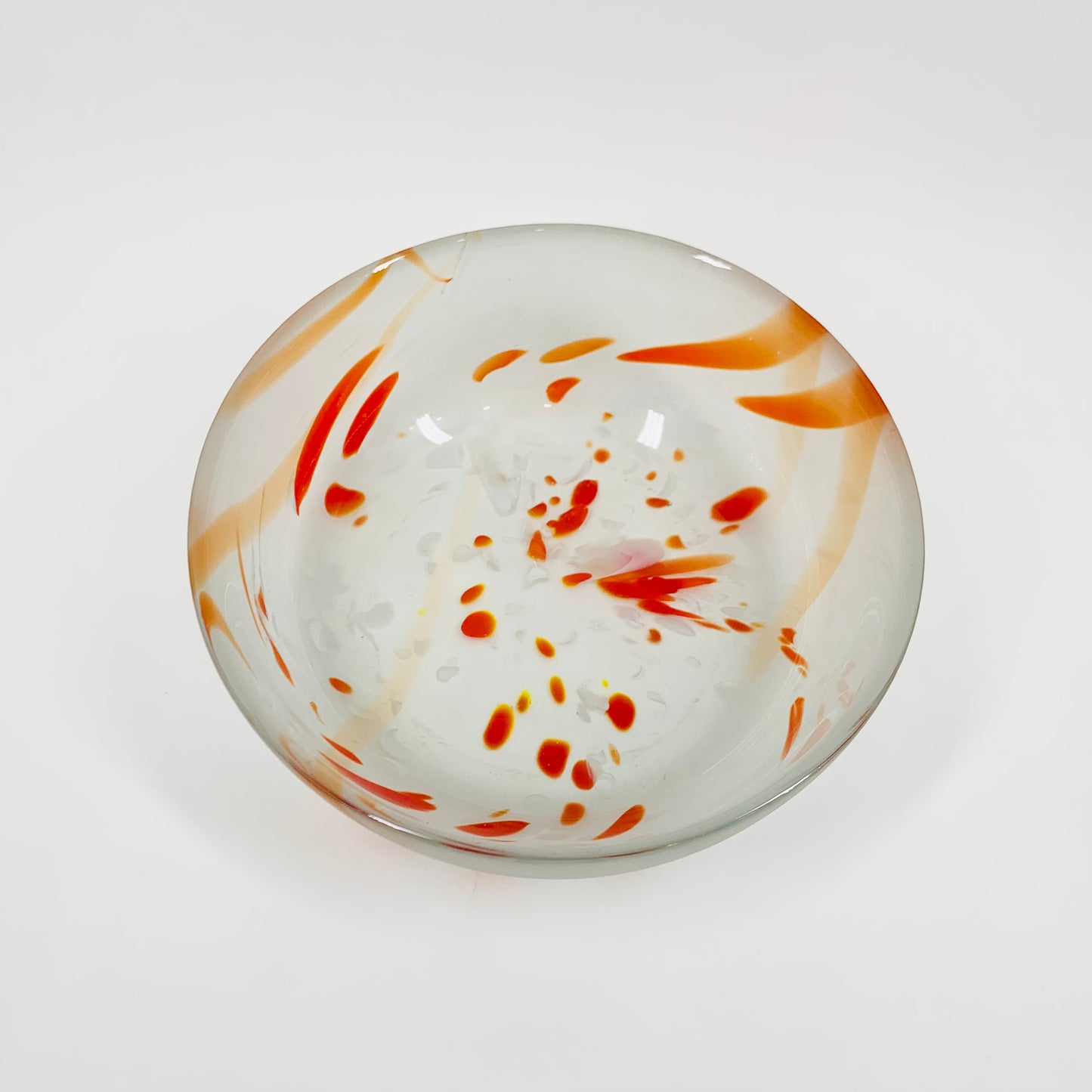 1980s orange speckled satin glass bowl