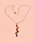 1980s 18K gold plated chain with tutti fruitti crystal drop pendant