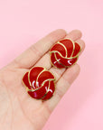 1980s Barcs red enamel clip on earrings