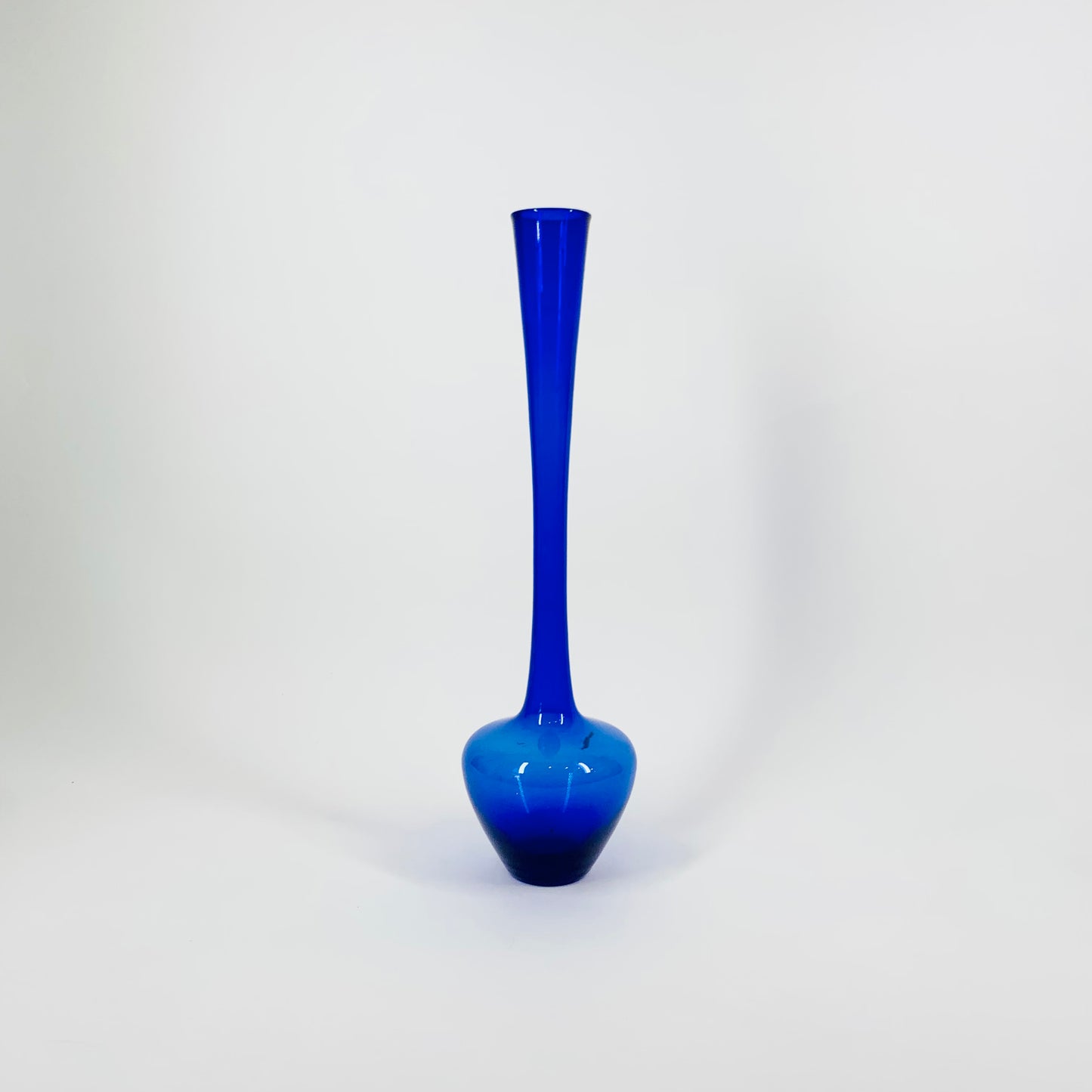 MCM cobalt blue glass long neck bottle vase