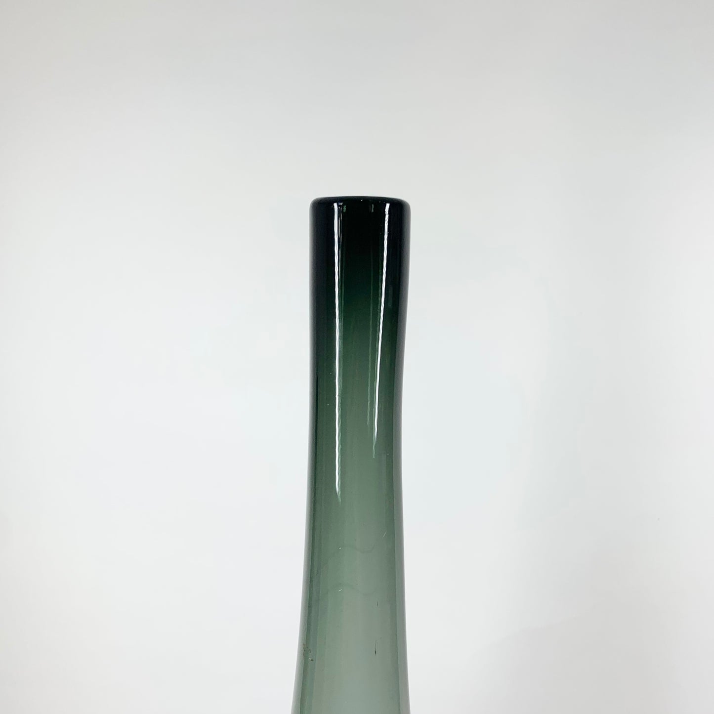 Retro tall grey glass long neck bottle vase