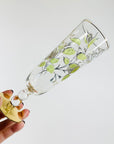Midcentury hand painted Bohemian glass champagne flutes with gold gilding