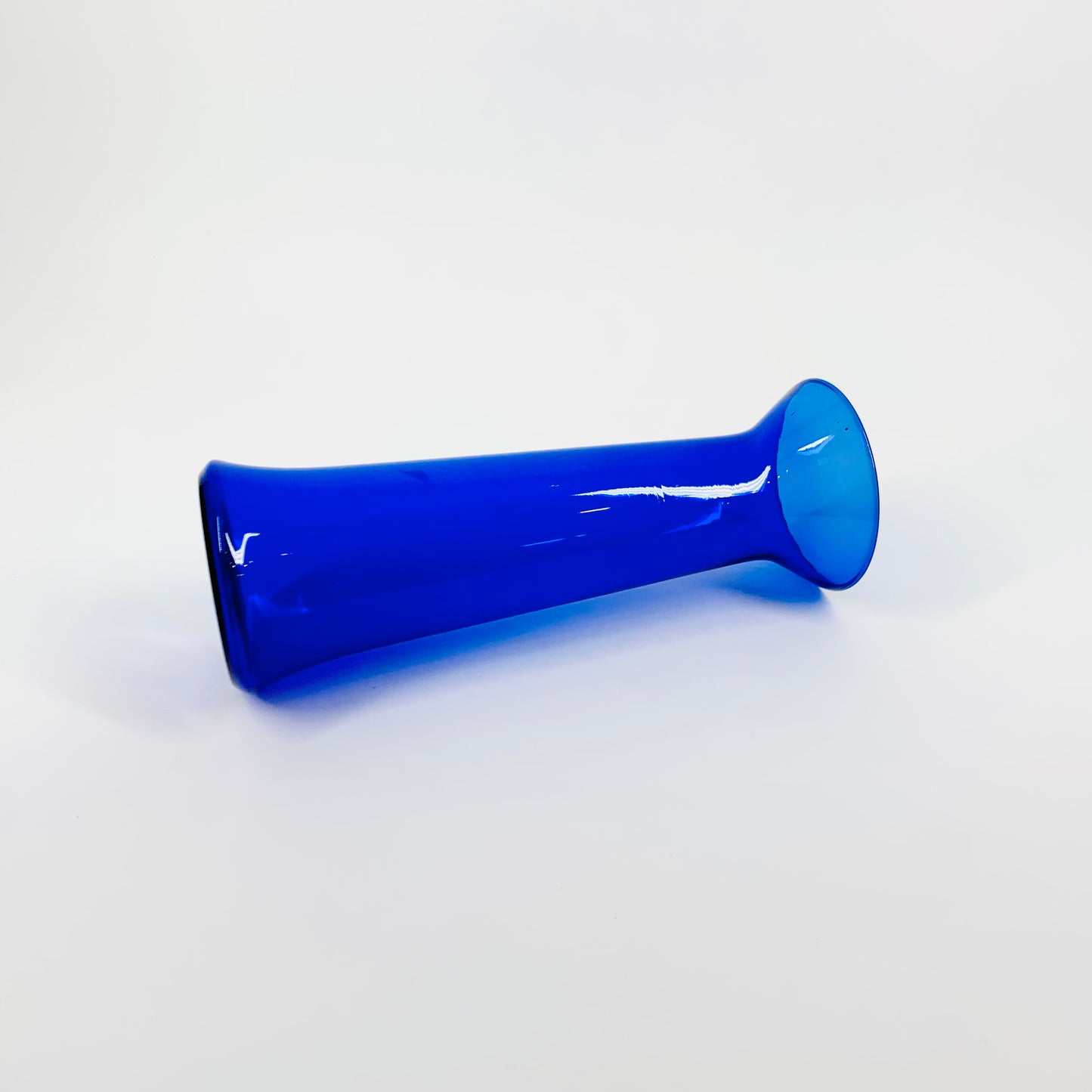 MCM cobalt blue glass posy flare vase