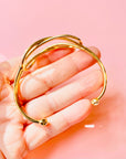 Vintage infinity brass nickel knot bangle cuff