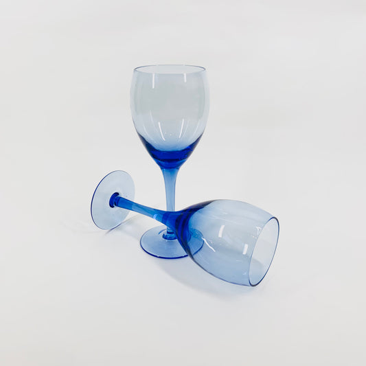 MCM hand made short stem blue wine glasses