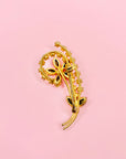 1940s flower brooch with pink & clear glass pastes