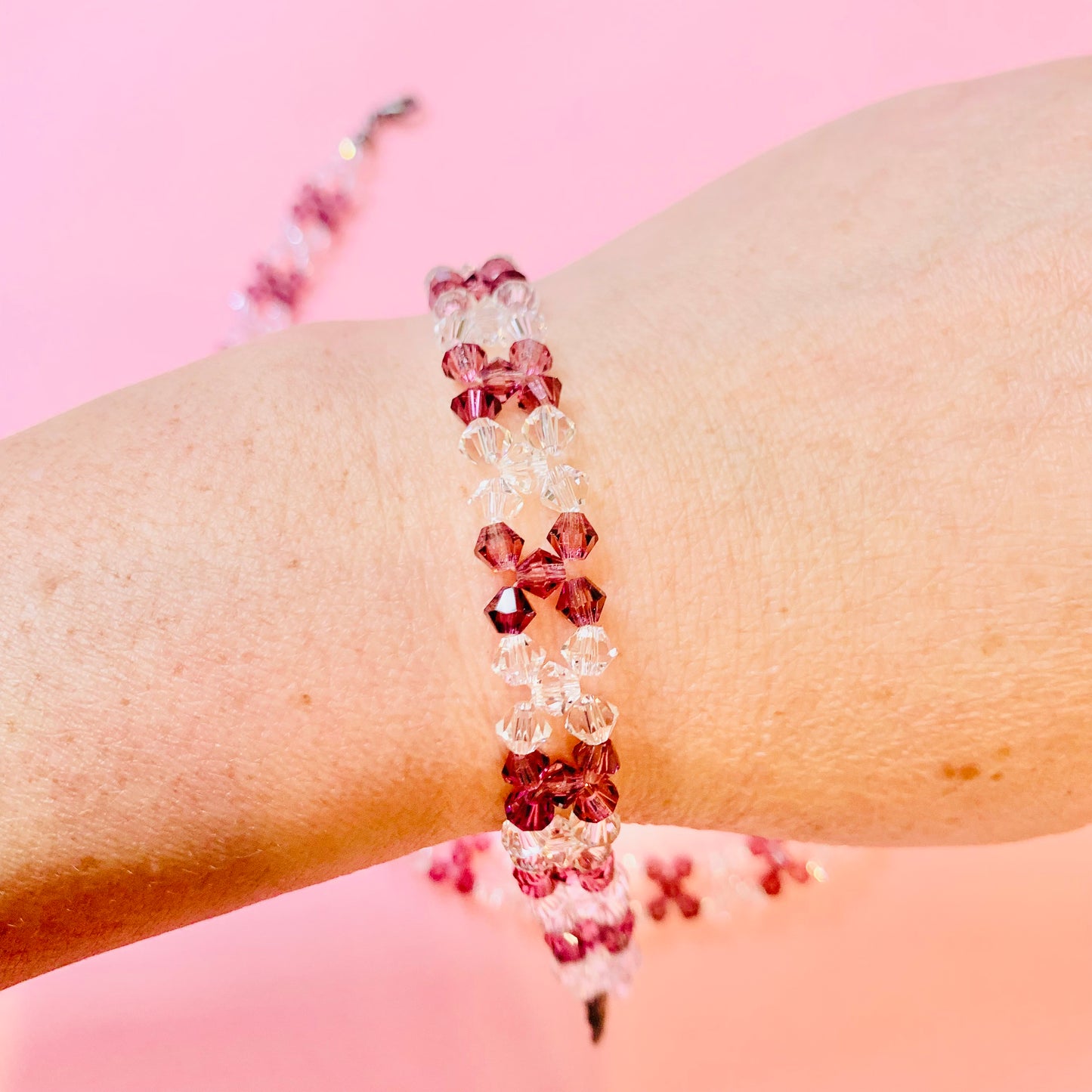 1950s clear purple crystal beads choker and bracelet