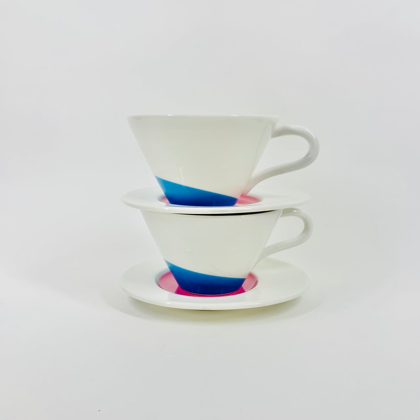 1980s Villeroy & Boch Memphis white porcelain coffee cup and matching saucer