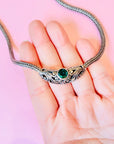 VINTAGE SAMUEL BENHAM SILVER DRAGONBONE TOURMALINE NECKLACE