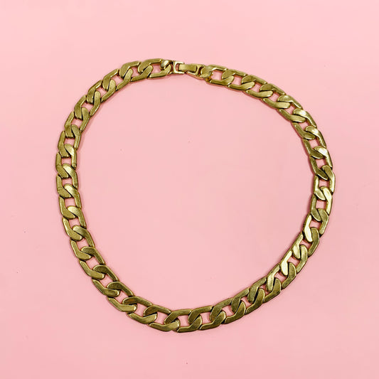 1960s brass Cuban links statement necklace