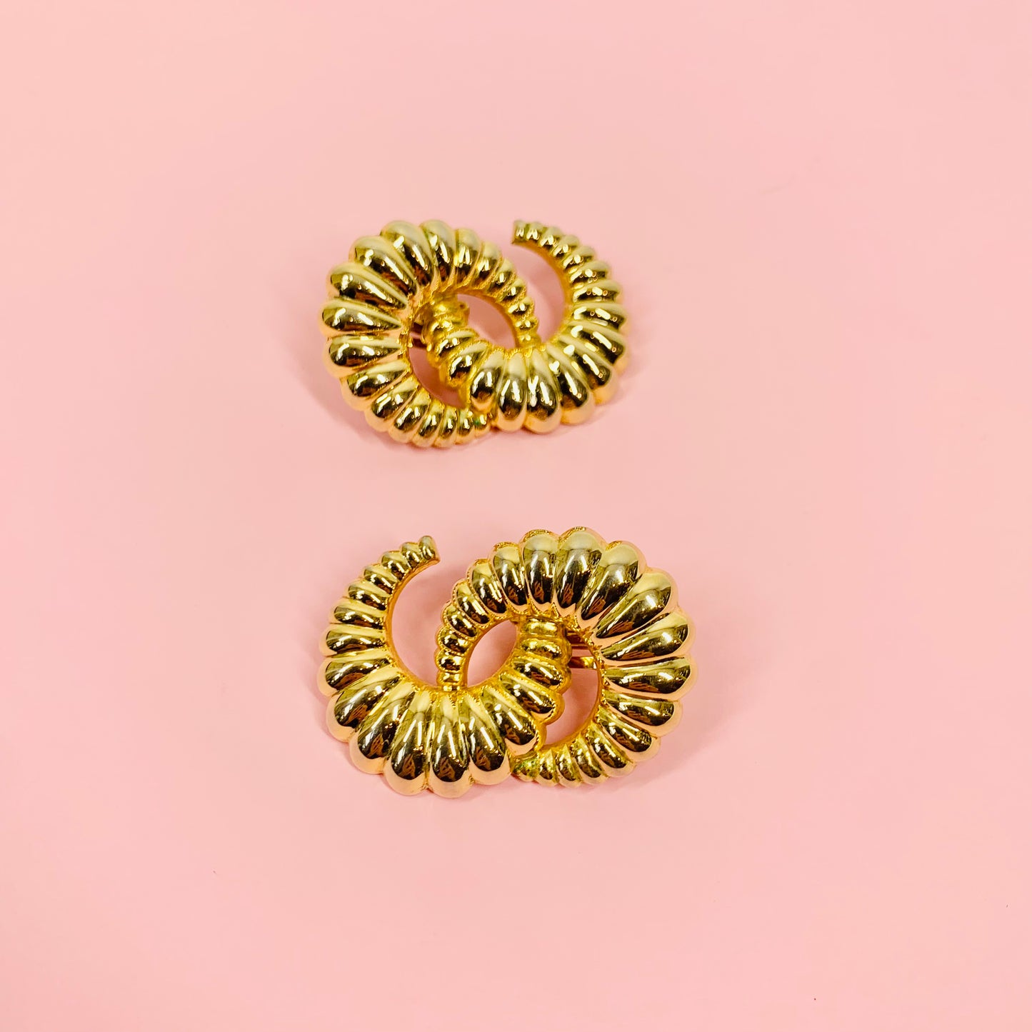 80s DOUBLE CRESCENT HOOPS EARRINGS