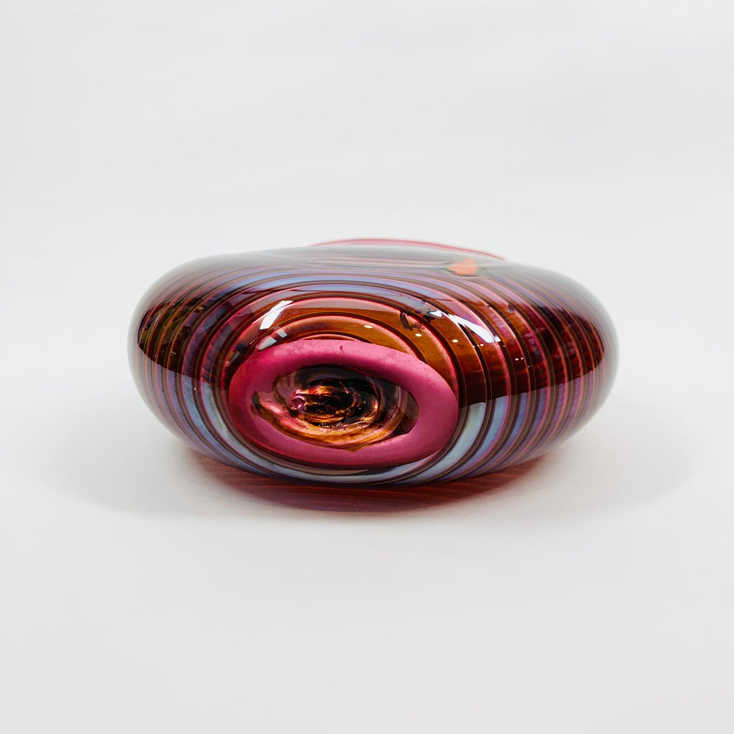 PINK OILSLICK ART GLASS POSY VASE