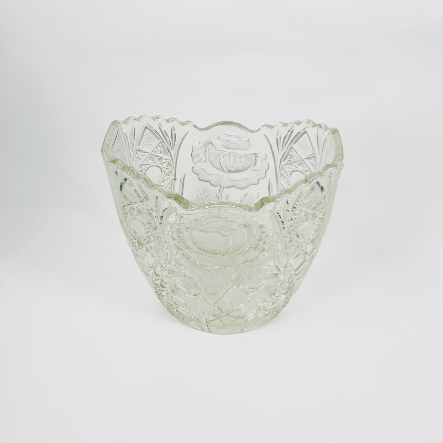 Antique Bohemian pressed glass vase