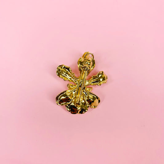 Rare vintage Risis 24K plated gold orchid brooch/pendant