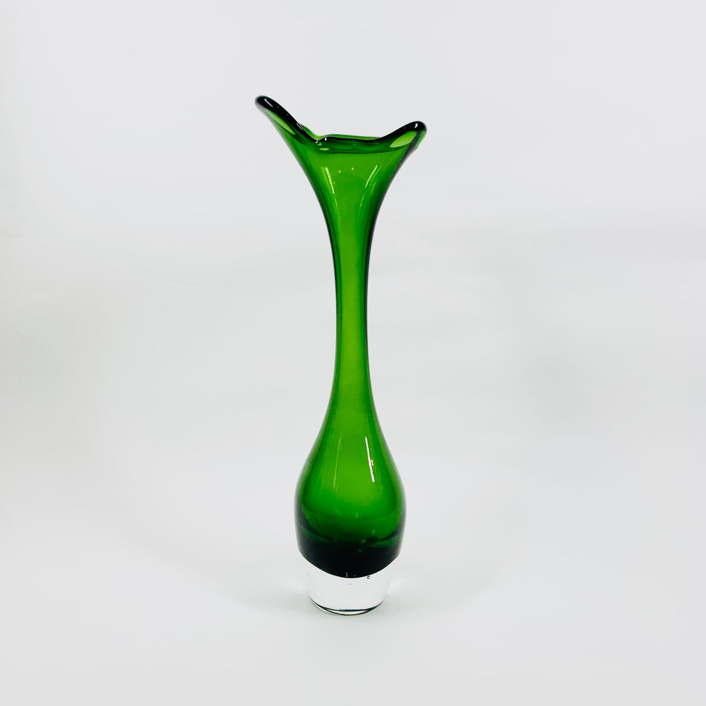 MCM Aseda sommerso green glass trumpet vase