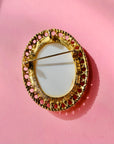 Antique hand painted Limoges porcelain brooch with filigree edge
