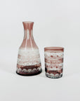 Antique Bohemian cameo hand etched glass carafe set