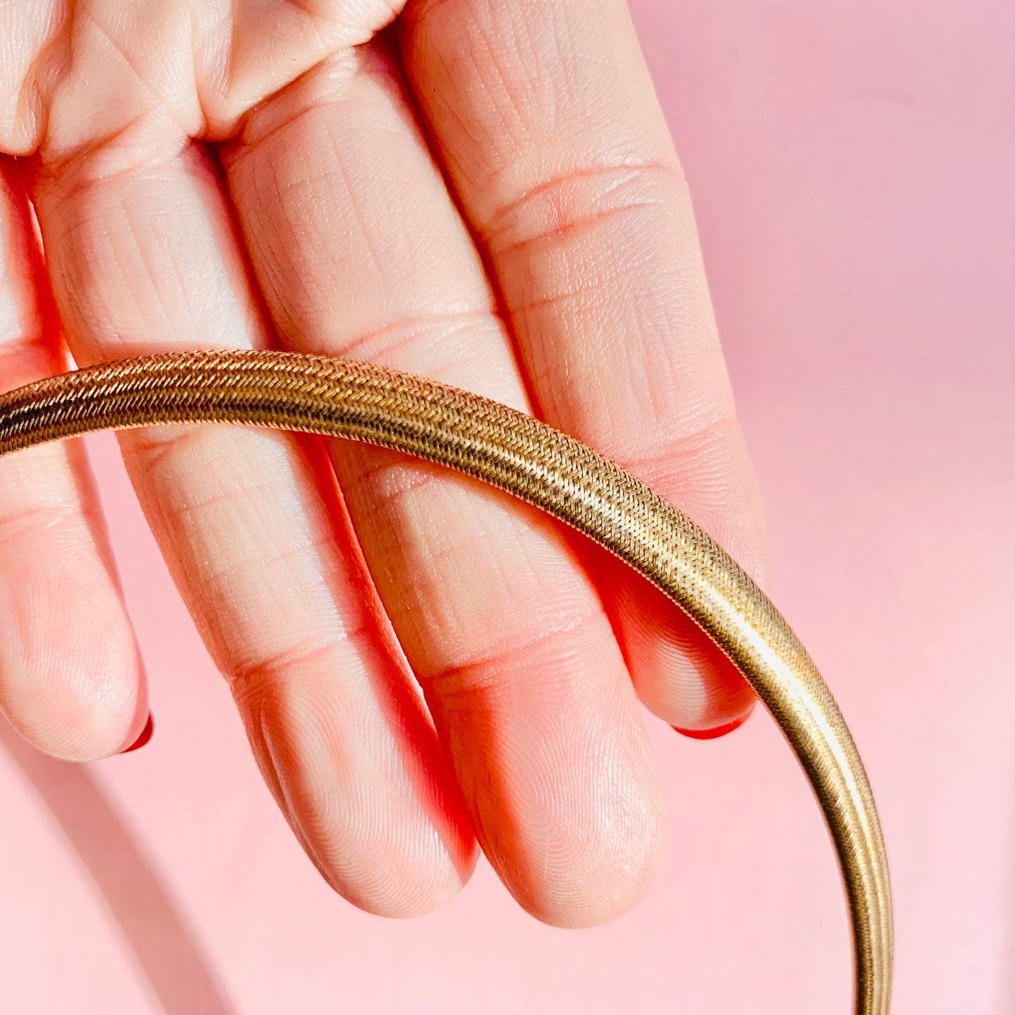 1960s Italian rose gold snake chevron flat necklace