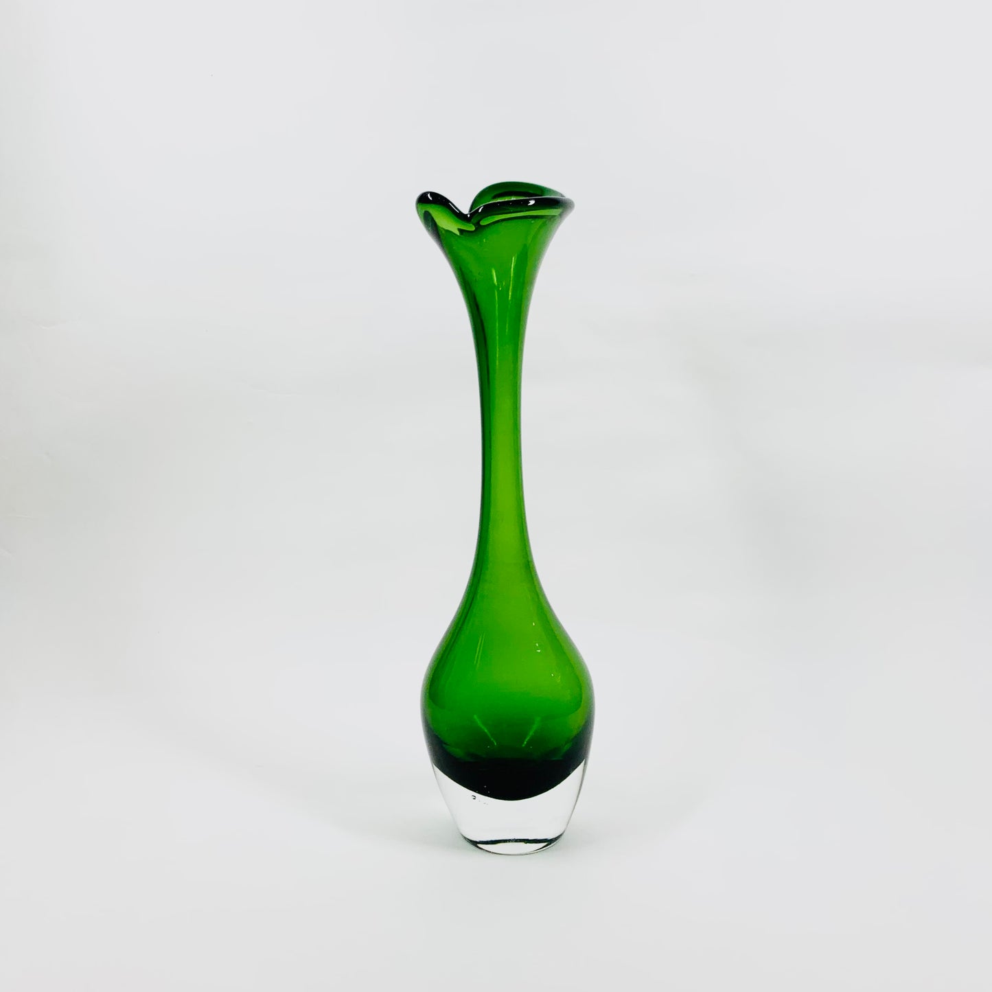 MCM Aseda sommerso green glass trumpet vase