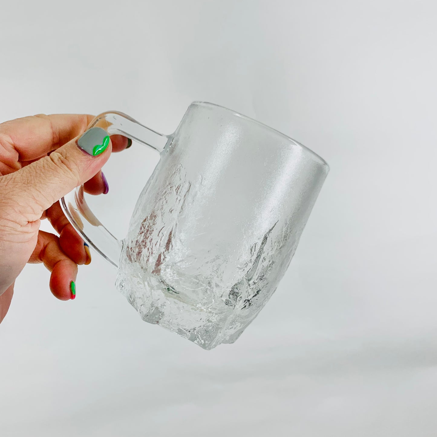 MCM German Glasshute thick ice glass mugs