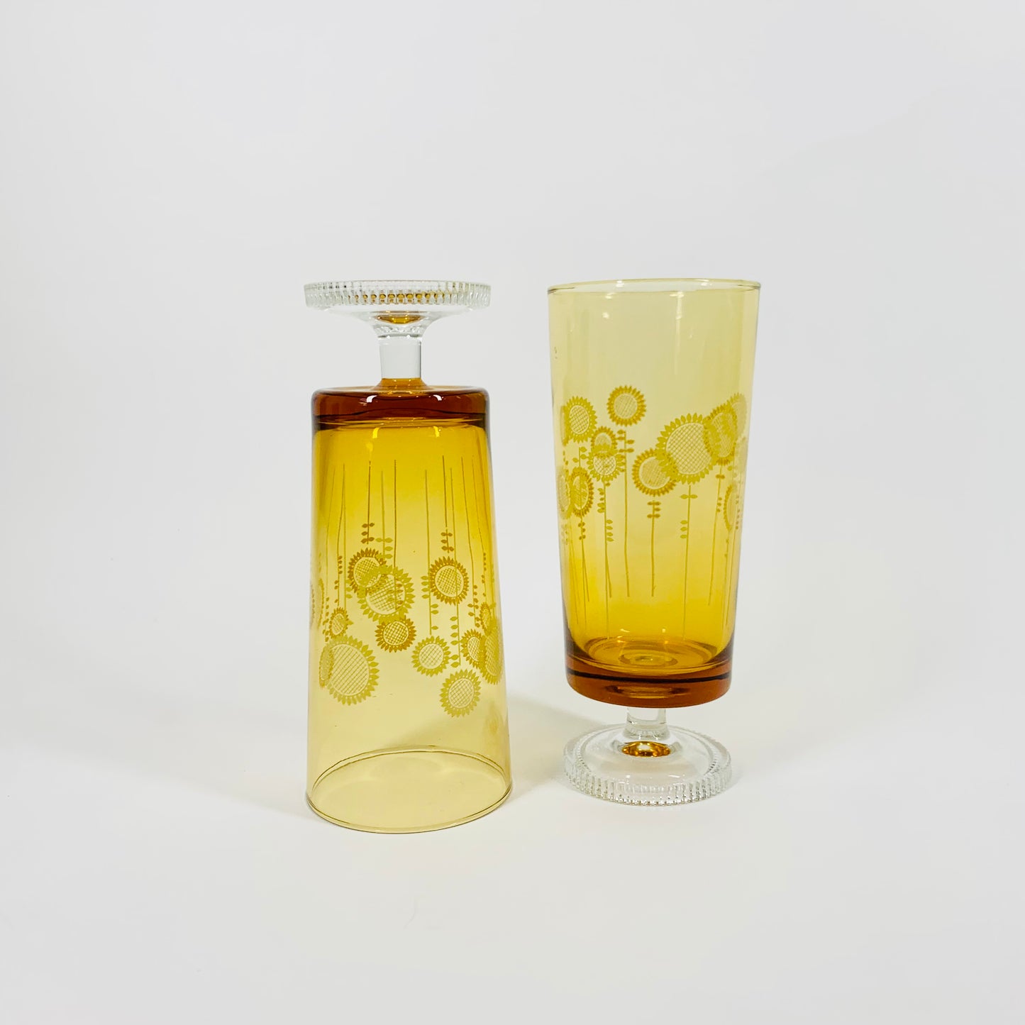 70s JAPANESE FOOTED HIGHBALL GLASSES