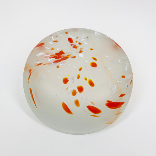 1980s orange speckled satin glass bowl