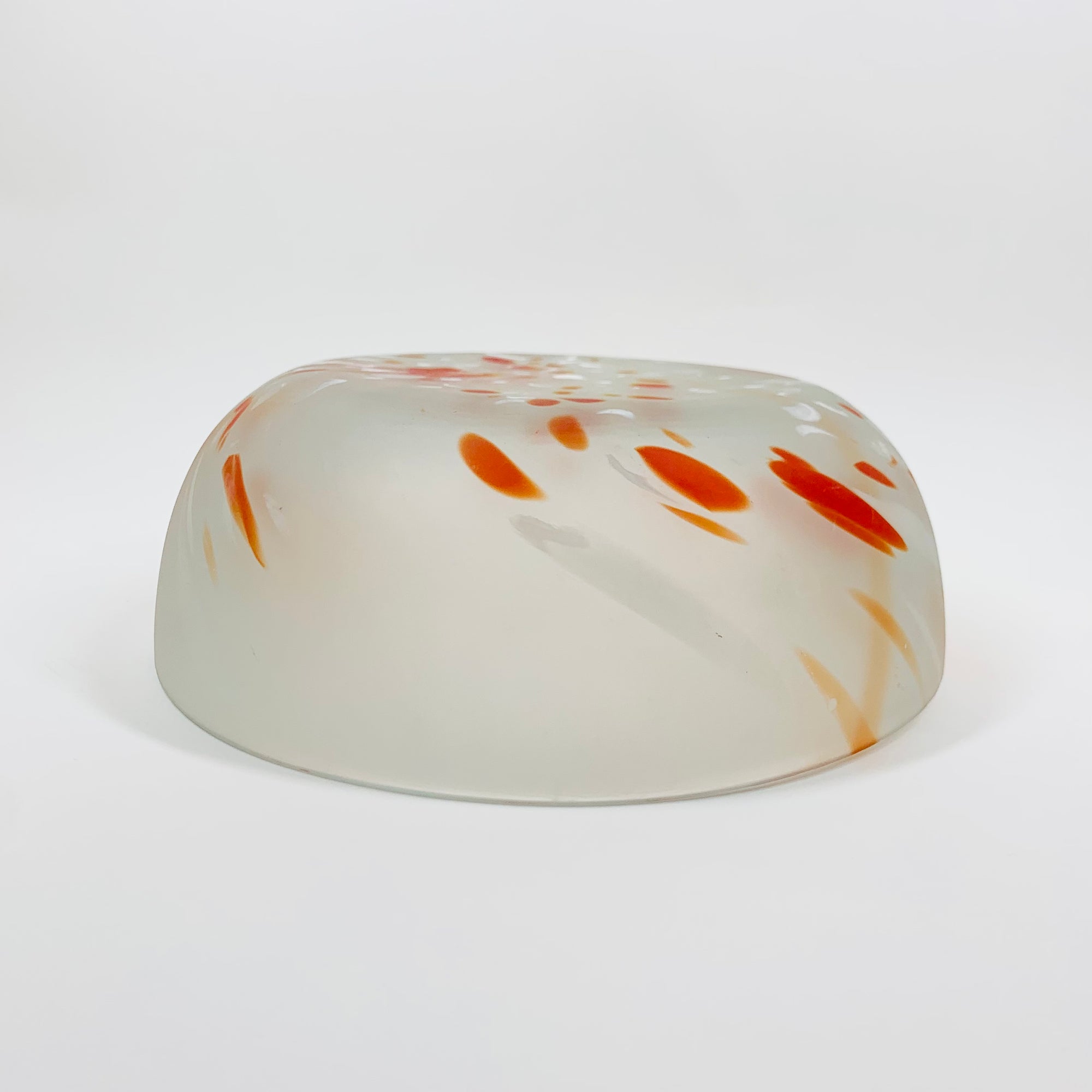 1980s orange speckled satin glass bowl