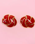 1980s Barcs red enamel clip on earrings