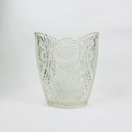 Antique Bohemian pressed glass vase