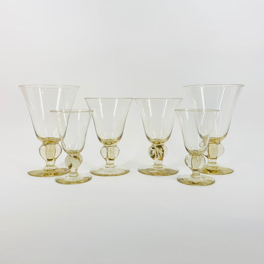 Rare Midcentury Swedish hand made citrine liqueur glasses with short stem