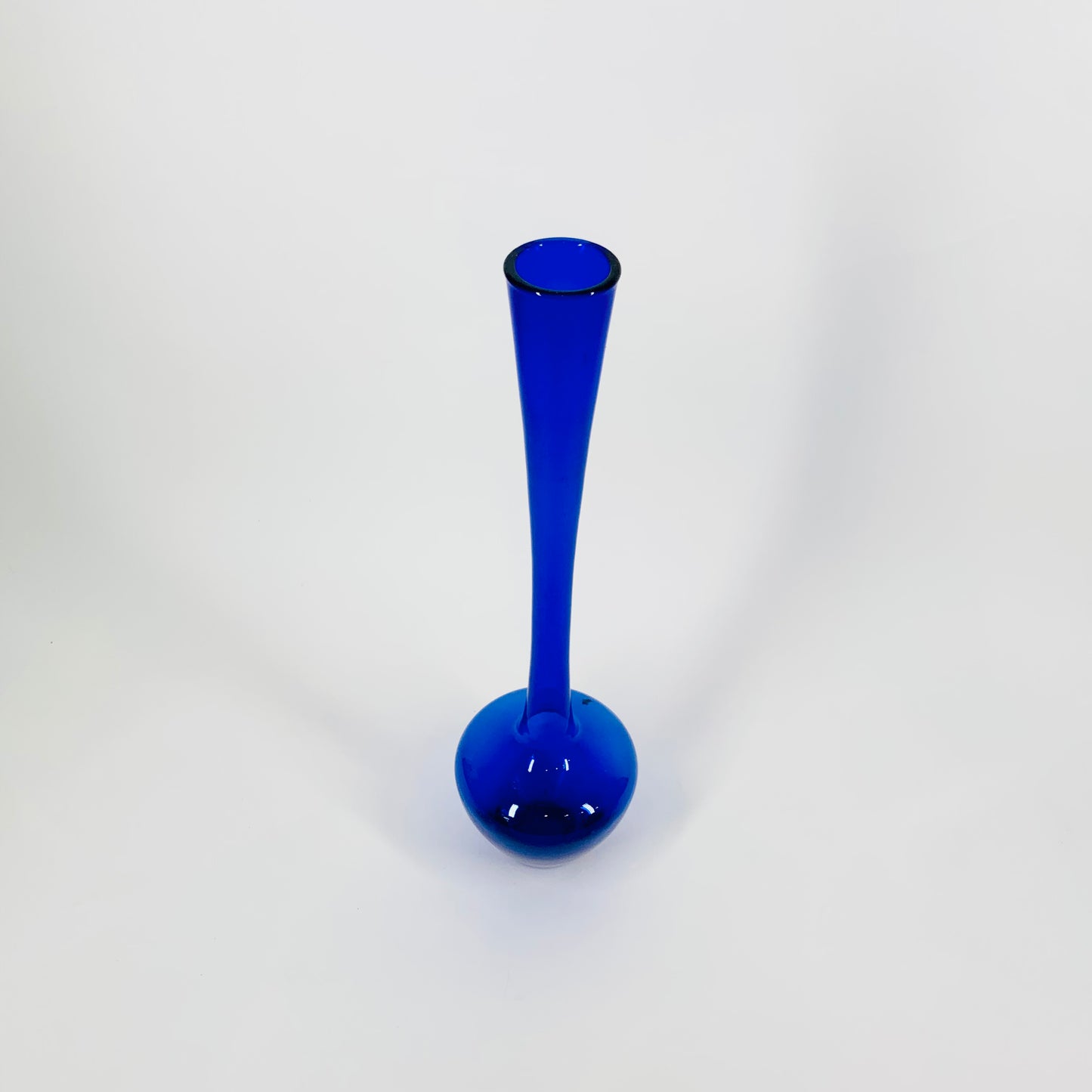 MCM cobalt blue glass long neck bottle vase