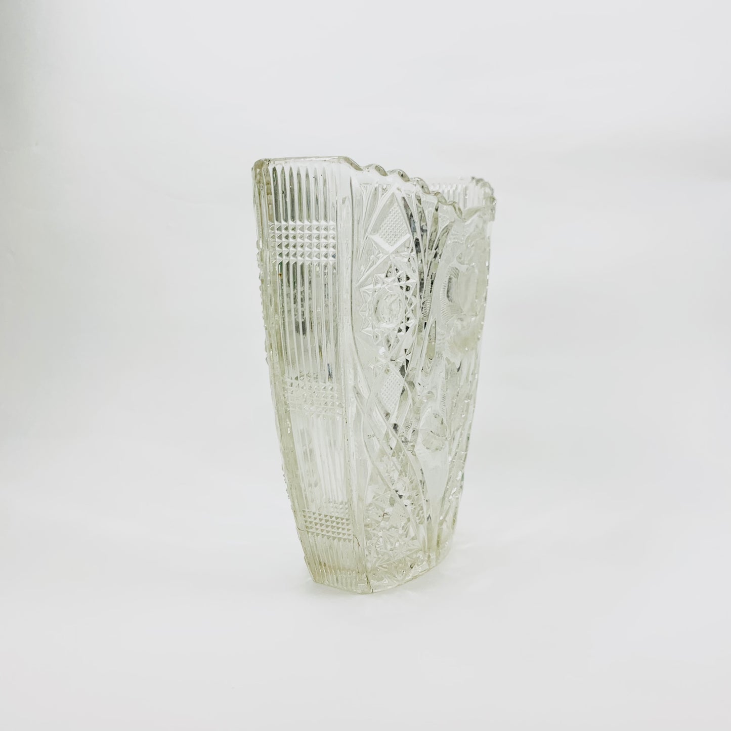 Antique Bohemian pressed glass vase