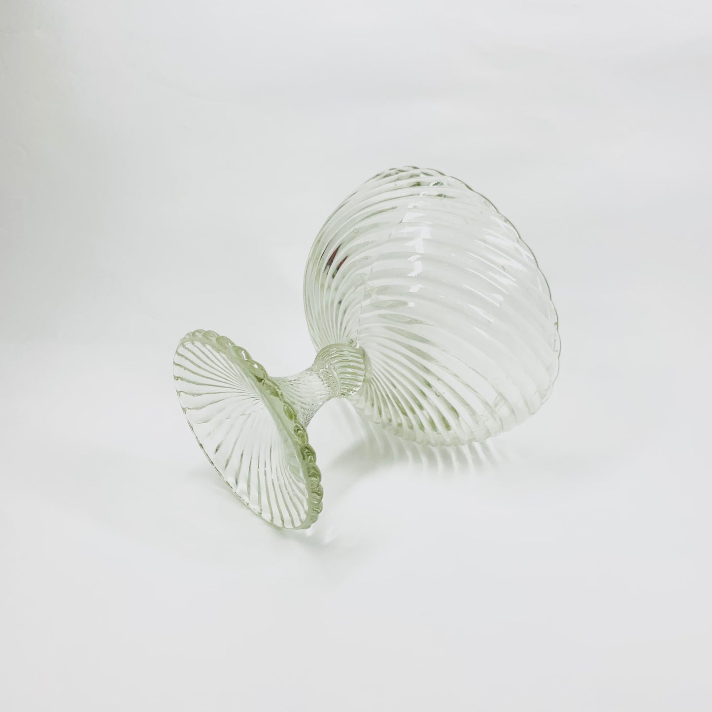 Antique pressed ribbed glass comport