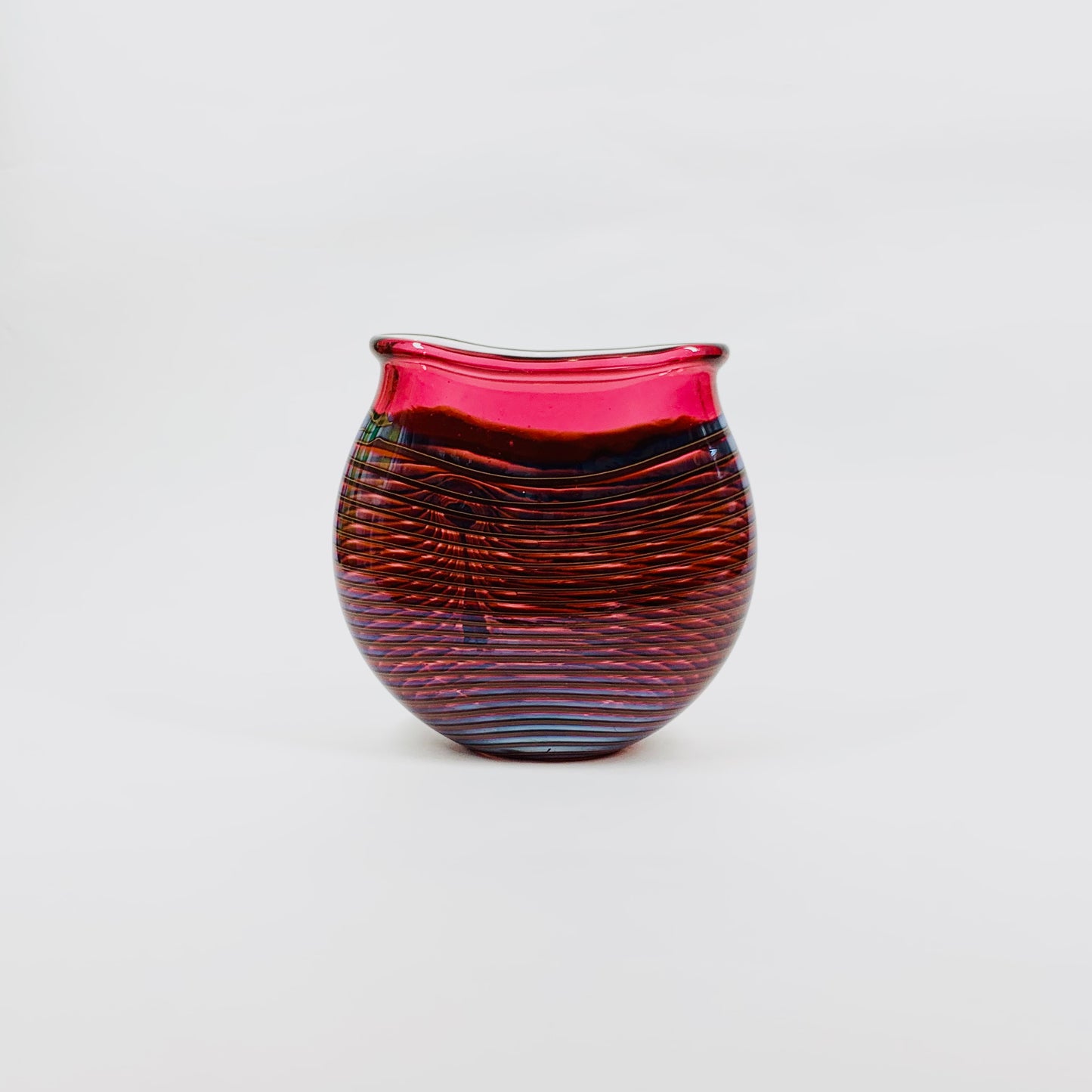 PINK OILSLICK ART GLASS POSY VASE