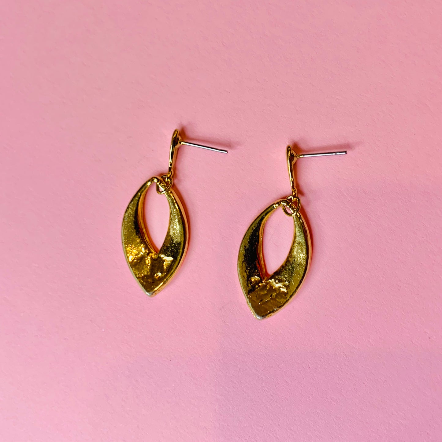 1970s Italian triple gold plated white enamel drop stud earrings