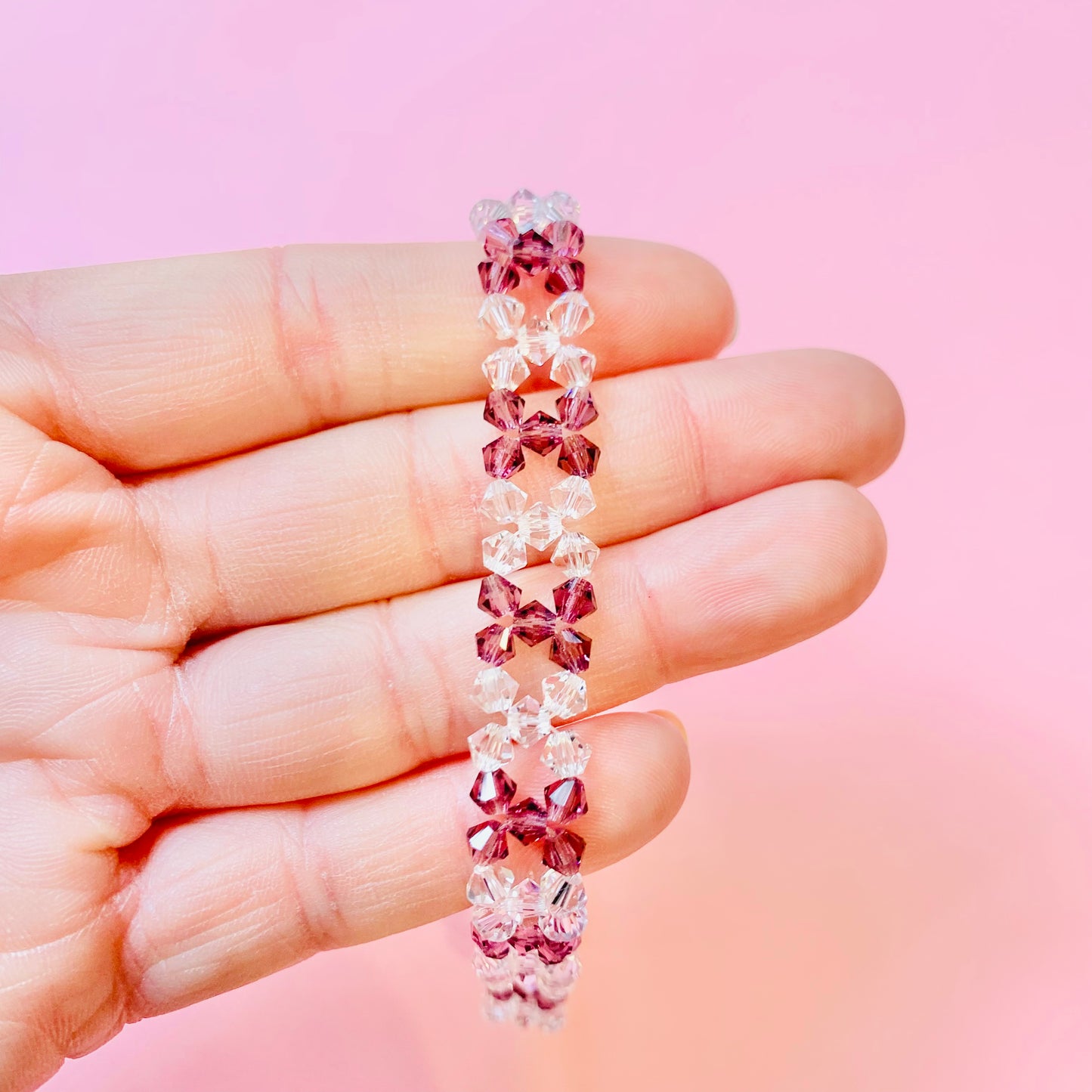 1950s clear purple crystal beads choker and bracelet