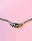 VINTAGE SAMUEL BENHAM SILVER DRAGONBONE TOURMALINE NECKLACE