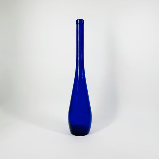 Midcentury Italian cobalt blue glass long neck bottle vase