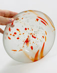 1980s orange speckled satin glass bowl