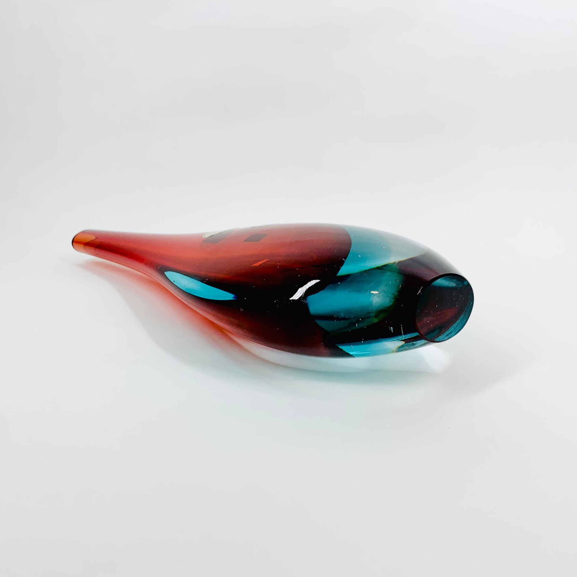 RED BLUE MURANO BOTTLE VASE