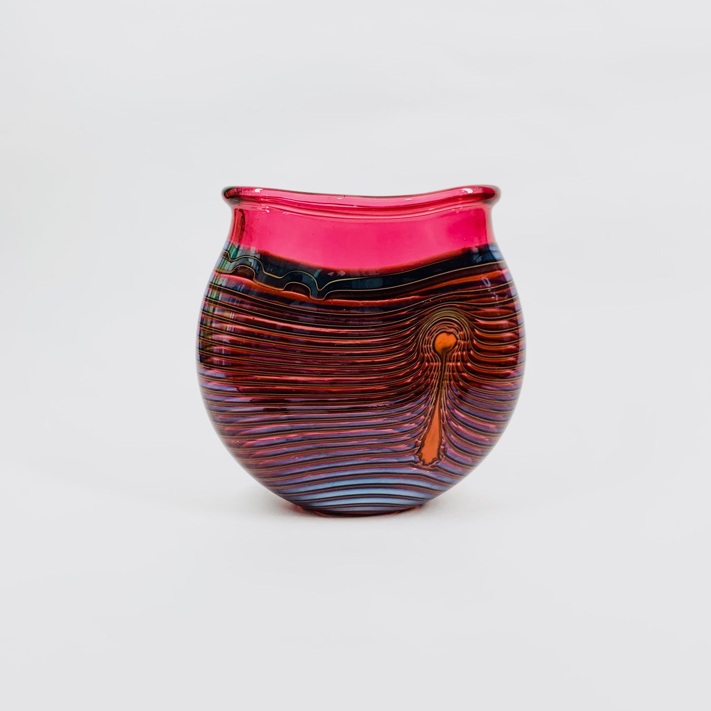 PINK OILSLICK ART GLASS POSY VASE