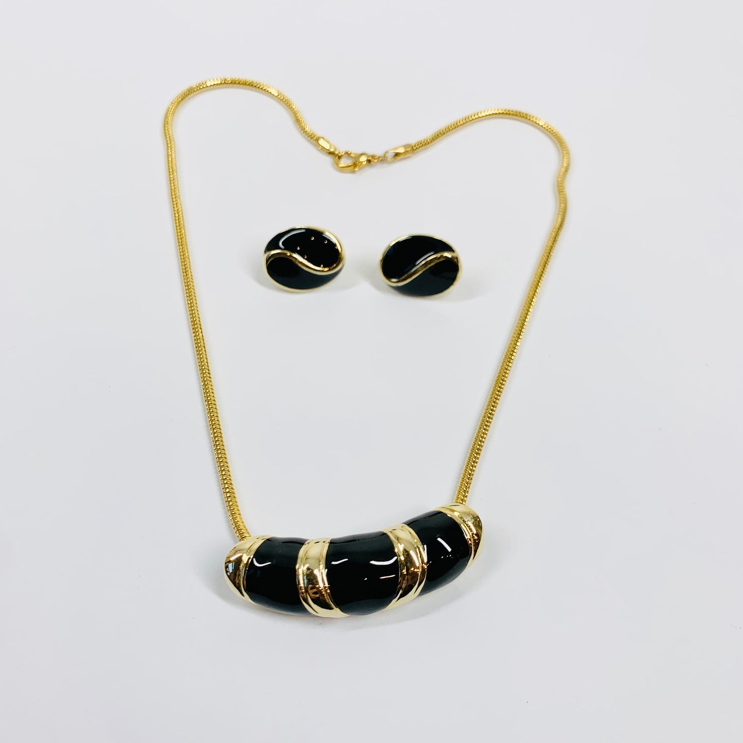 Rare 1960s Barcs statement necklace with black enamel pendant
