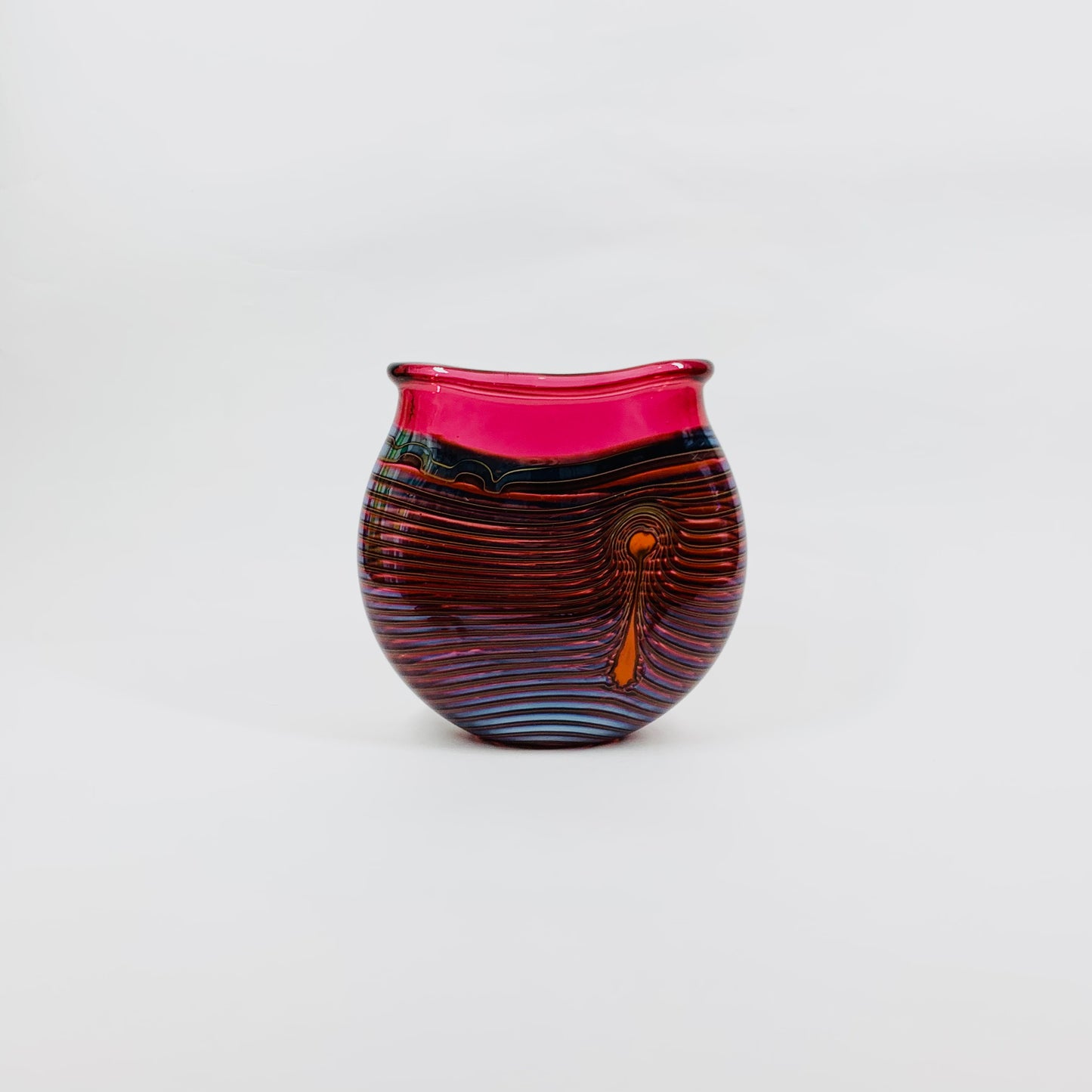 PINK OILSLICK ART GLASS POSY VASE