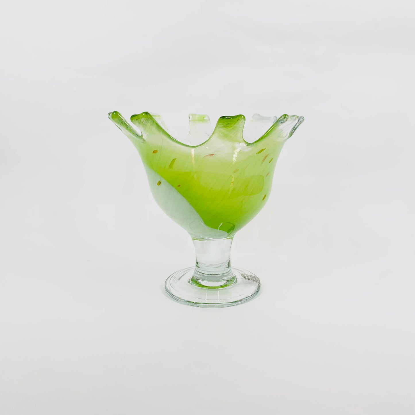 1980s Australian green art glass comport by Helmut Hiebl