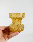 Rare MCM Sklo Union pressed iridescent amber glass candle holders